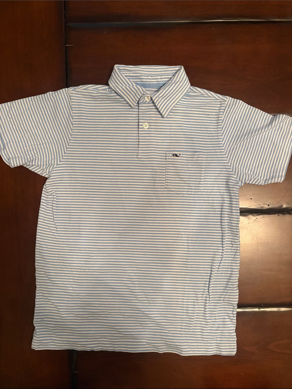 Vineyard Vines Light Blue & White Striped Kids Polo